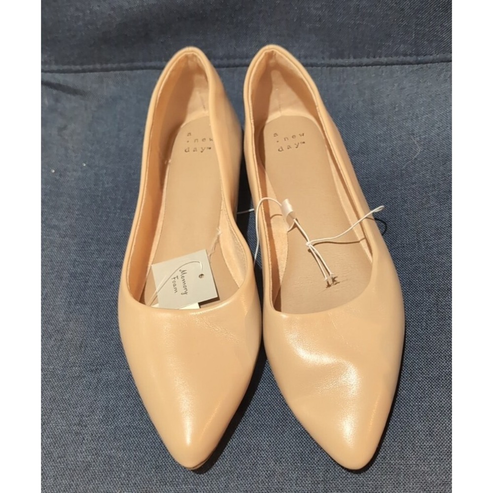 Women's Corinna Ballet Flats - A New Day Birch size 10 Tan
